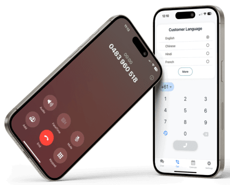 EverYoung AI mobile app showing multilingual interface and voice calling features